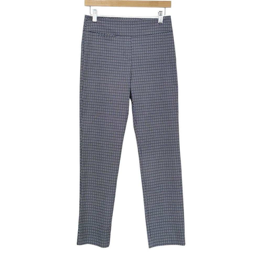 IMNYC Isaac Mizrahi Slimming Stretch Ankle Pants S/P Black White Geometric Print